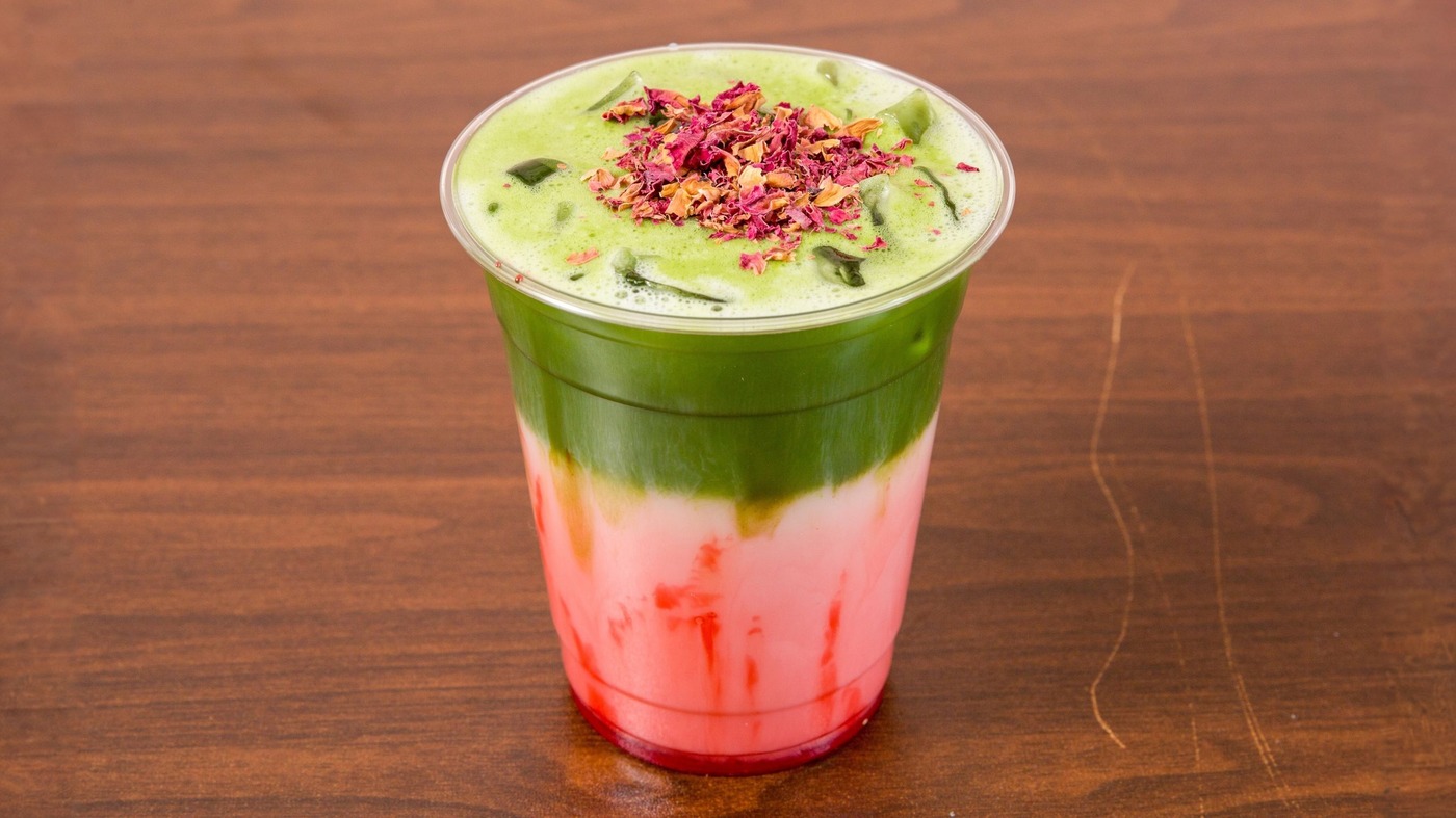 Rooh Afza matcha at First Cup Cafe